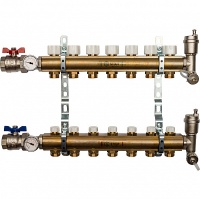 Коллектор Stout распределительный из латуни без расходомеров 1/3/4x7, SMB 0468 000007