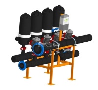 Система дисковой фильтрации NOWATECH с автоматической промывкой 4 фильтра 2", 130 микрон, до 132 м3/час 