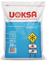 Противогололедный материал UOKSA Кристалл (природная соль) -15°C, 20 кг