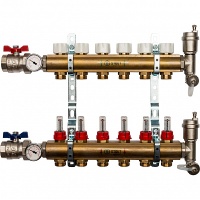 Коллектор Stout распределительный из латуни с расходомерами 1/3/4x6, SMB 0473 000006