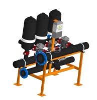 Система дисковой фильтрации NOWATECH с автоматической промывкой 3 фильтра 2", 10 микрон, до 15 м3/час 